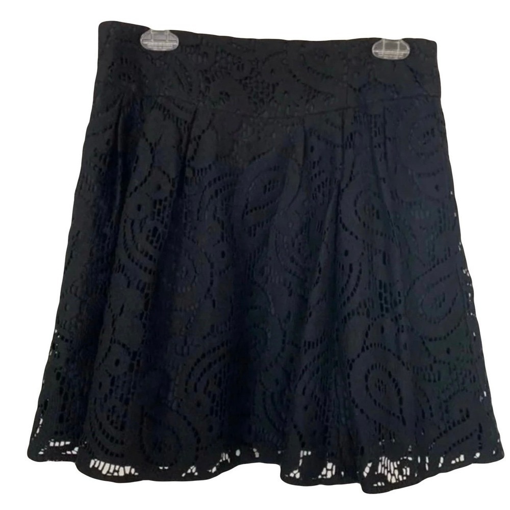 Nanette Lepore‎ Women's Pleated Skirt Size 10 Black Lined Midi Career Preppy